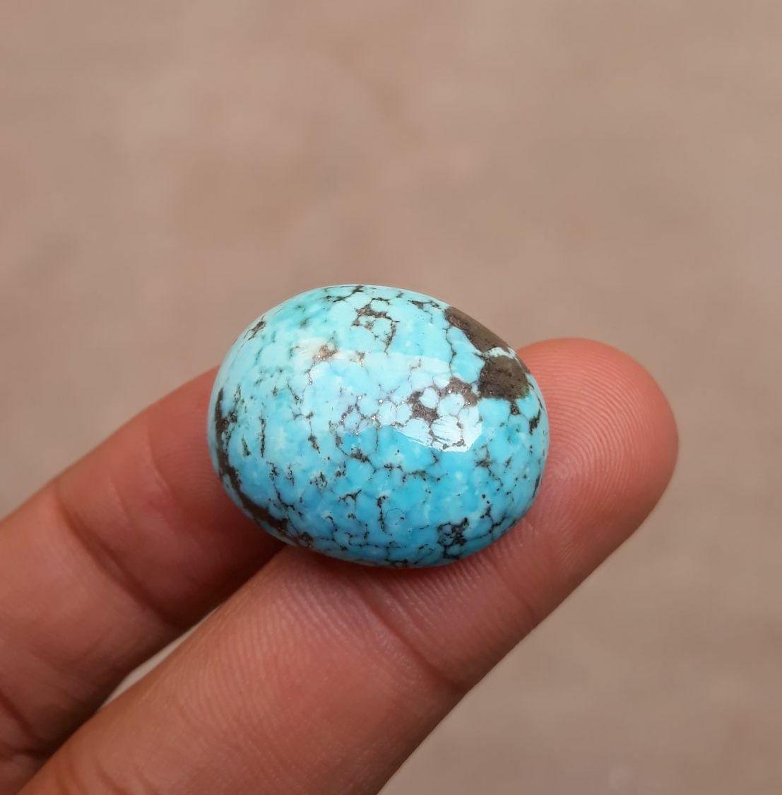 Natural Turquoise – Blue Matrix Turquoise – Shajri Feroza - 36ct-25x20mm