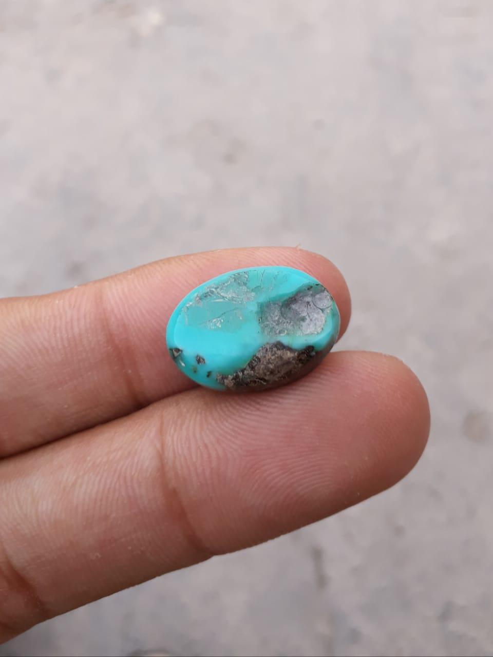 10.5ct Natural Turquoise, Green Matrix Turquoise, Shajri Feroza, Real Firoza Stone,Dimensions -19x12.3mm