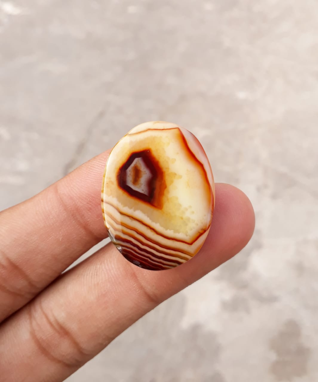 34ct  Fortified Agate Cabochon with Yellow bands - 30x23mm