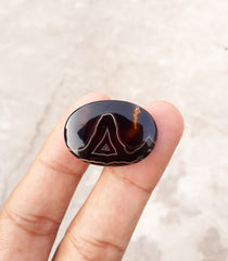 39ct Black Fortified Agate -  Sulaimani Aqeeq -28x20mm