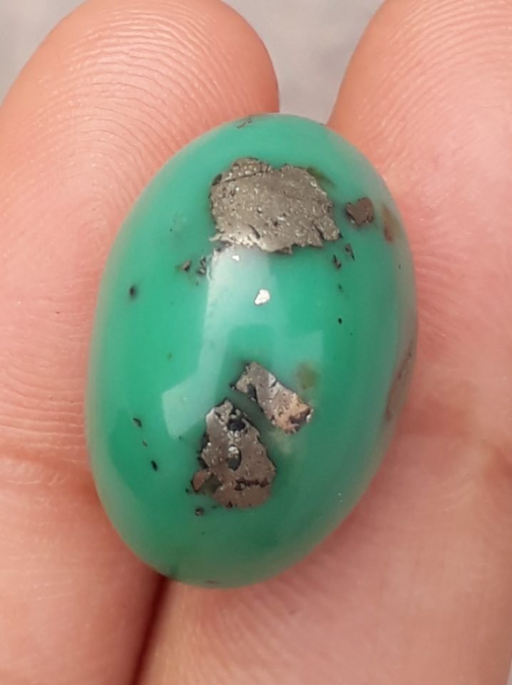 22ct Natural Turquoise, Green Matrix Turquoise, Real Feroza Stone - 21.5 x 15mm