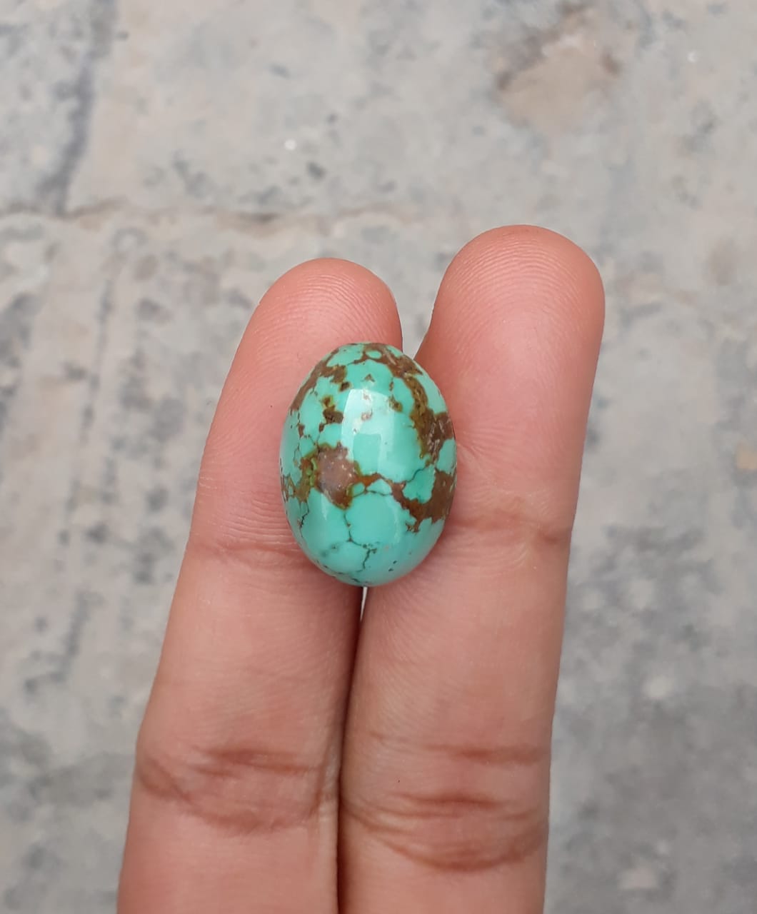 16.5ct Turquoise, Natural Green Matrix Turquoise,  , Real Firoza Stone,Dimensions  - 20x14.5mm