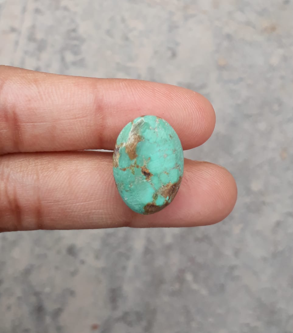 16.5ct Turquoise, Natural Green Matrix Turquoise,  , Real Firoza Stone,Dimensions  - 20x14.5mm