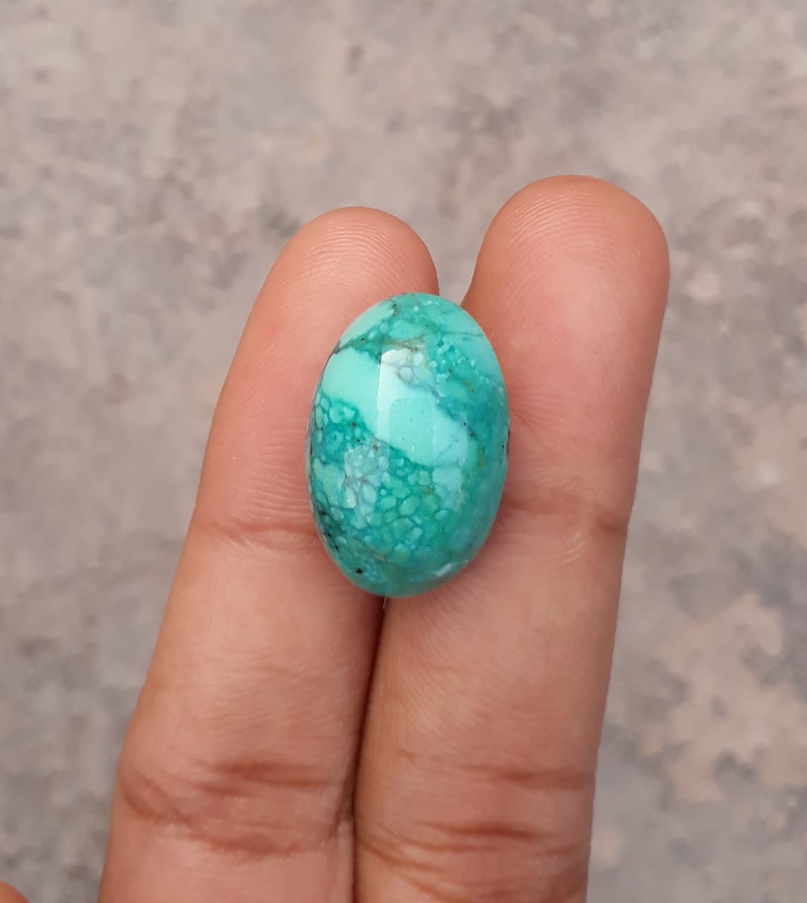 18.1ct Natural Turquoise, Green Matrix Turquoise, Shajri Feroza, Real Feroza Stone- 20x13mm