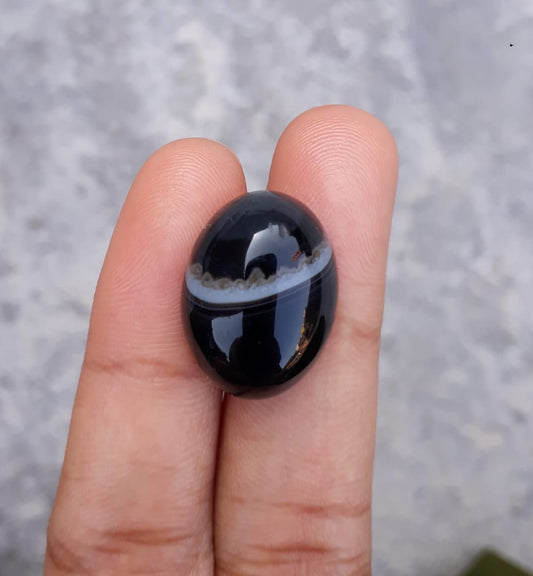 17.6ct-Black Onyx - Beautiful Onyx Gemstone - Onyx Agate -  21x16mm