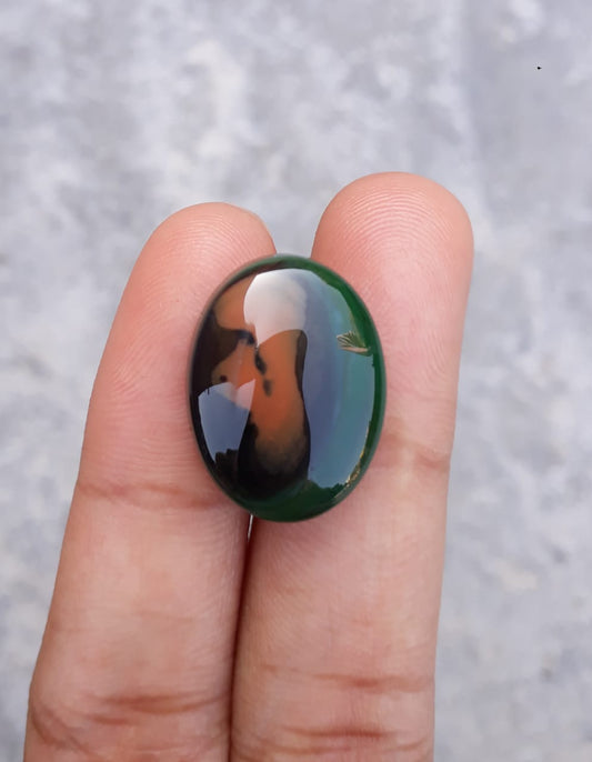 Green Chalcedony - Green Agate - Real Aqeeq - Dimension-15x20mm