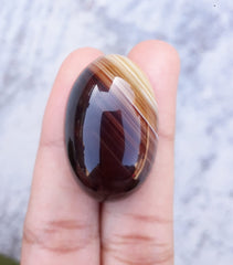 63ct Brown / Yellow Banded Agate - Sulaimani Aqeeq - 32x22x14mm