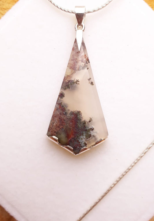 Indonesian Shajri Aqeeq (Moss Agate) pendant with Italian Silver Chain