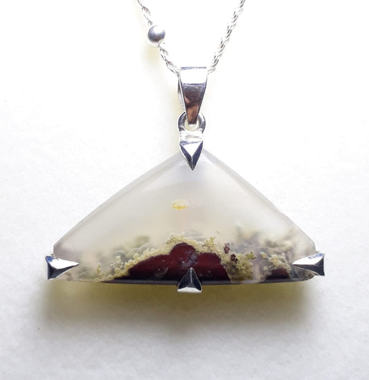 Indonesian Moss Agate pendant with Italian Silver Chain