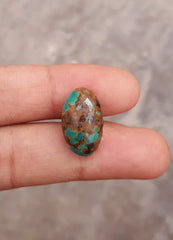 7.6ct Natural Turquoise, Green Matrix Turquoise, Real Firoza Stone,Dimensions-16.5x10mm