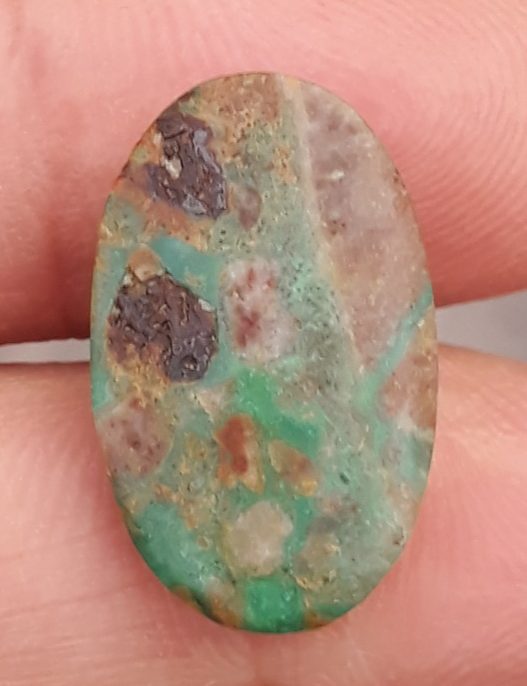 7ct Natural Turquoise, Green Matrix Turquoise, Oval Shape, Real Firoza Stone,Dimensions -19x12mm