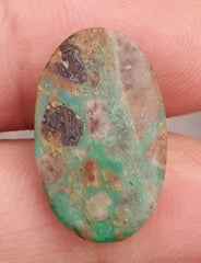 7ct Natural Turquoise, Green Matrix Turquoise, Oval Shape, Real Firoza Stone,Dimensions -19x12mm