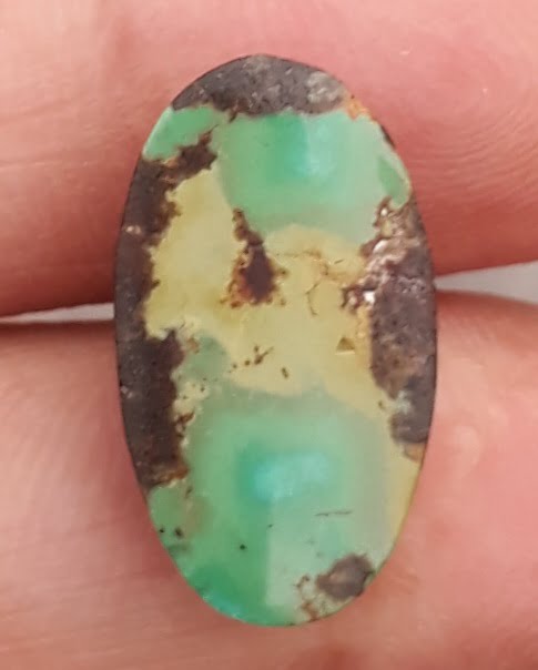 7ct Natural Green Matrix with Pyrite Turquoise, Oval Shape, Real Firoza Stone,Dimensions -19x11mm