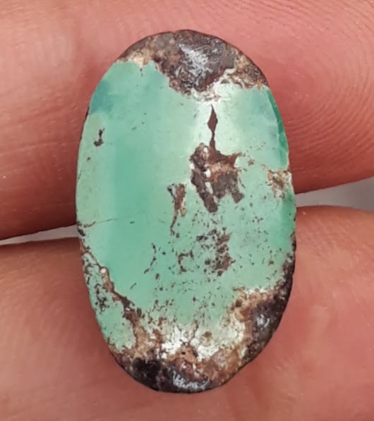 12ct Natural Turquoise, Green Matrix Turquoise, Shajri Feroza, Real Firoza Stone,Dimensions -20x12.8mm