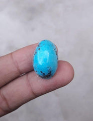 Natural Certified Turquoise with Pyrite - Blue Matrix Turquoise - Shajri Feroza-44cat-24x16 mm