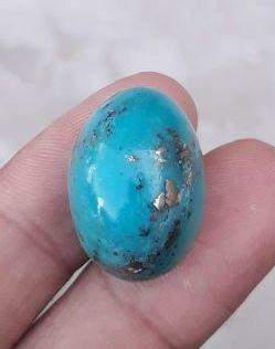 Natural certified turquoise with pyrite blue matrix turquoise shajri feroza 37ct-24x17mm