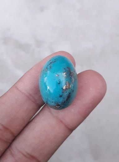 Natural certified turquoise with pyrite blue matrix turquoise shajri feroza 37ct-24x17mm