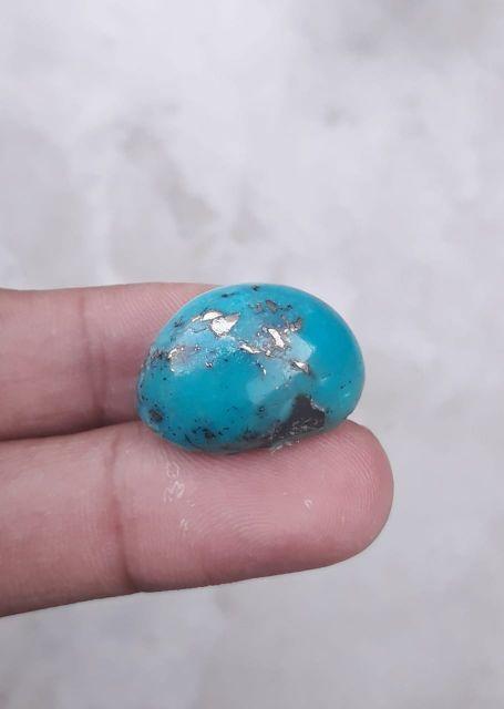 Natural certified turquoise with pyrite blue matrix turquoise shajri feroza 37ct-24x17mm