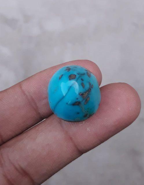 Natural Certified Turquoise with Pyrite - Blue Matrix Turquoise - Shajri Feroza-41ct-20x18mm