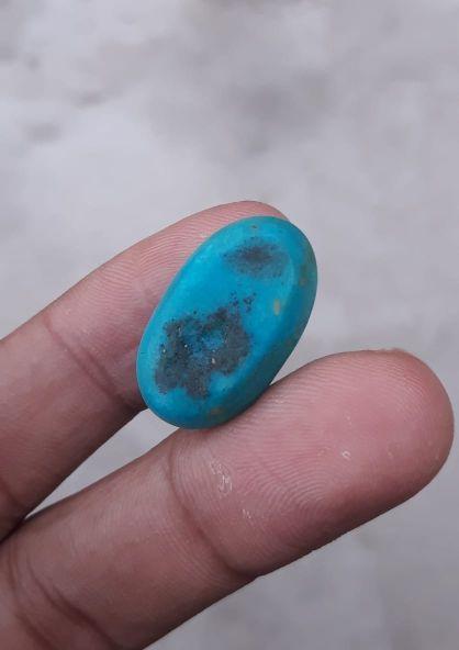 29ct Natural Certified Turquoise  - Blue Matrix Turquoise - Shajri Feroza-29ct-25x15mm