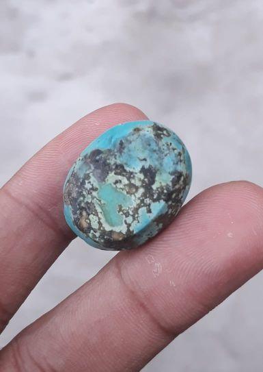 Natural Certified Turquoise - Blue Matrix Turquoise - Shajri Feroza- -51ct-24x19mm