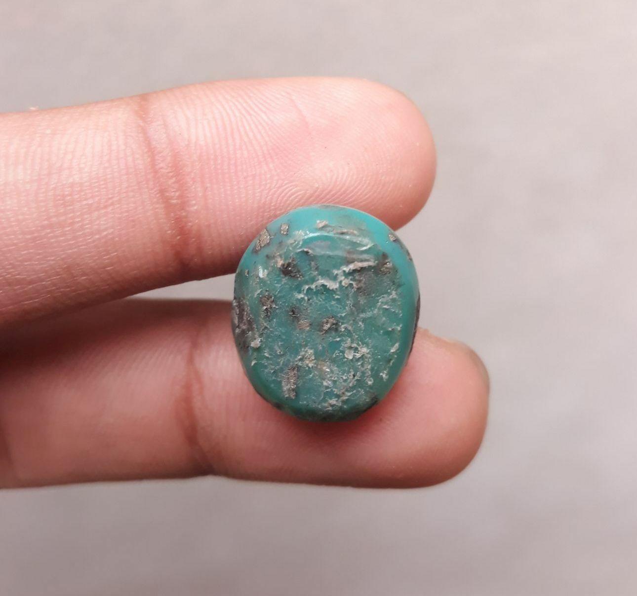 Natural Turquoise with Pyrite - Blue / Green Turquoise - Shajri Feroza- 21ct-18x14mm