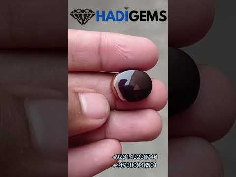 17.4ct Banded Agate Cabochon with Prominent Part of Black - Sulaimani Aqeeq - 20x16x6mm